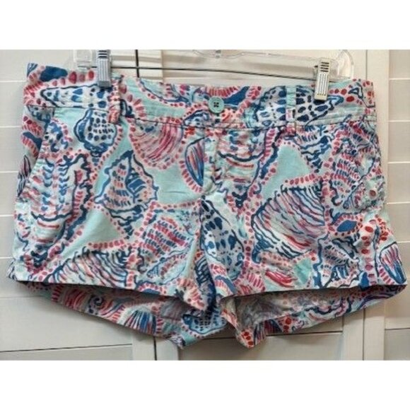 Lilly Pulitzer Walsh Shorts Size 10 Shell Print 100% Cotton - Picture 1 of 5